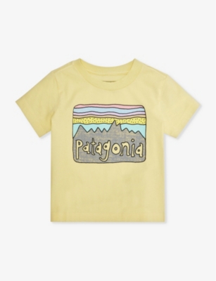 Shop Patagonia Milled Yellow Fitz Roy Skies Short-sleeve Organic-cotton T-shirt 6 Months - 4 Years
