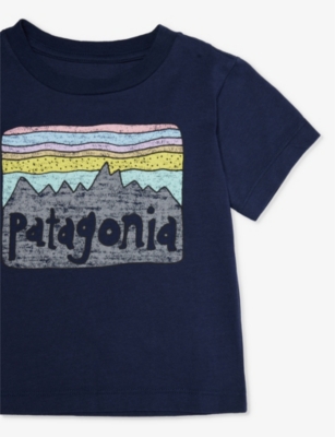 Shop Patagonia New Navy Fitz Roy Skies Short-sleeve Organic-cotton T-shirt 6 Months - 4 Years