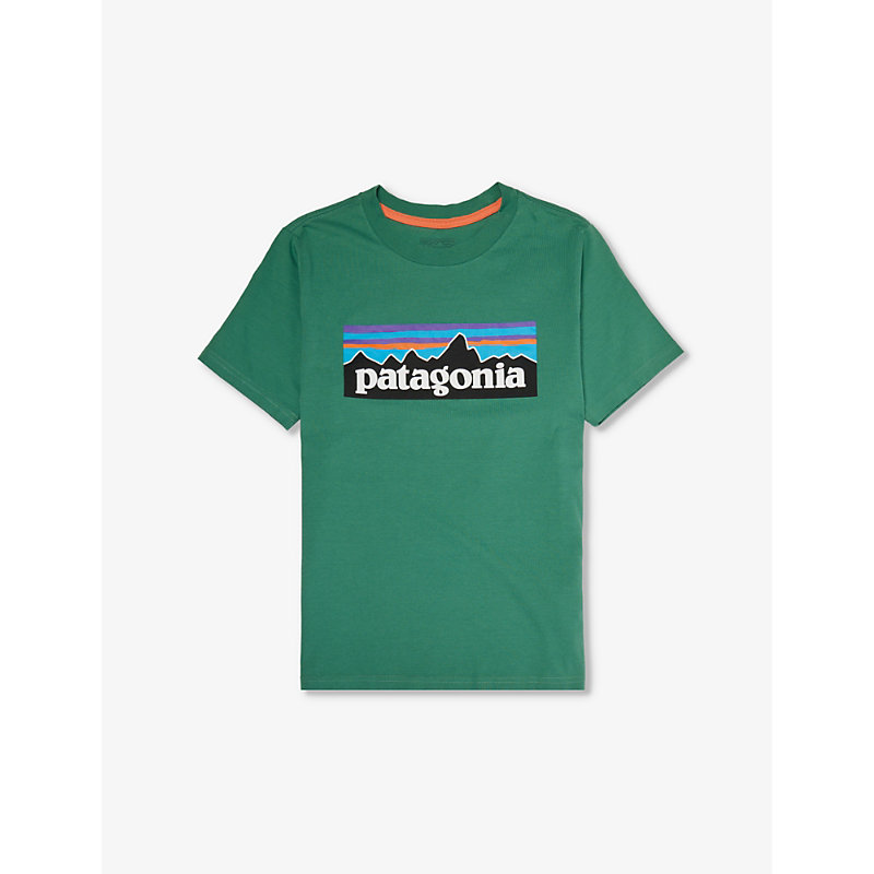 Patagonia Boys Gather Green Kids Logo-print Regular-fit Cotton-jersey T-shirt 5-18 Years