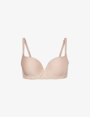 Calvin Klein Cream Lace Trimmed Lined Push Up Bra Size 30 DD