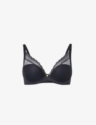 Stretch-mesh balconette bra