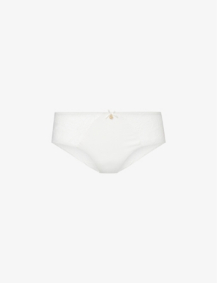 Chantelle Womens Milk Orchids Branded-charm Stretch-lace Briefs