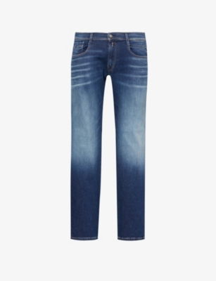 Shop Replay Men's Dark Blue Anbass Regular-fit Slim-leg Jeans