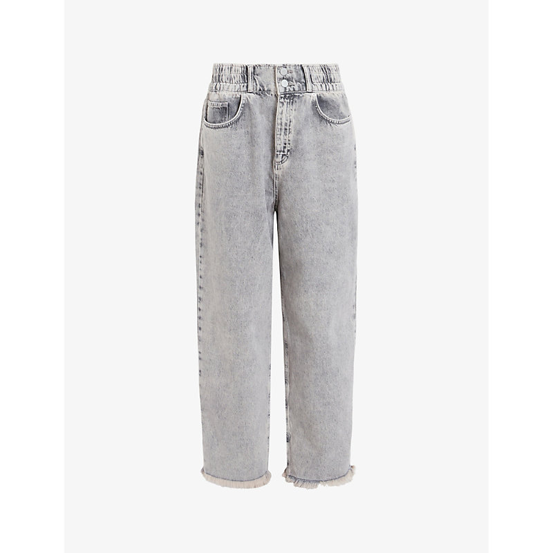 Shop Allsaints Womens Snow Grey Hailey Elasticated-waist High-rise Jeans