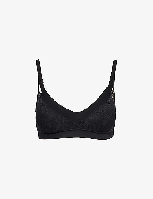 CHANTELLE: Soft Stretch lace-overlay padded stretch-woven bralette
