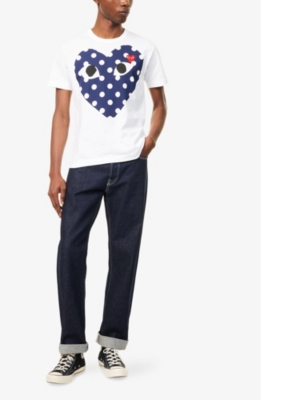 COMME DES GARCONS PLAY: Big Heart polka-dot cotton-jersey T-shirt