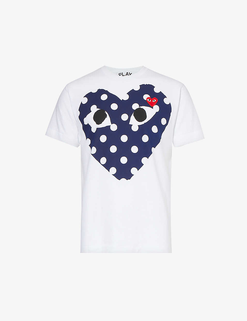 Comme De Garcon Play Mens White Big Heart Polka-dot Cotton-jersey T-shirt