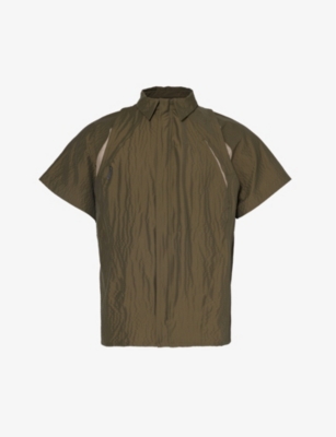 Saul Nash Mens Khaki Winchmore Seersucker-textured Shell Shirt