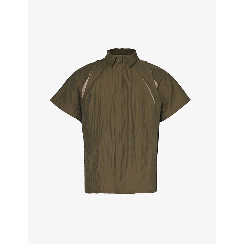 Saul Nash Mens Khaki Winchmore Seersucker-textured Shell Shirt