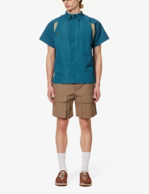 Shop Saul Nash Men's Teal Winchmore Seersucker-textured Shell Shirt