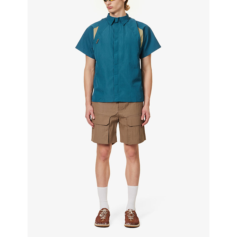 Shop Saul Nash Winchmore Seersucker-textured Shell Shirt In Teal