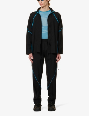 Shop Saul Nash Men's Black Contrast-seam Funnel-neck Wool-blend Jacket