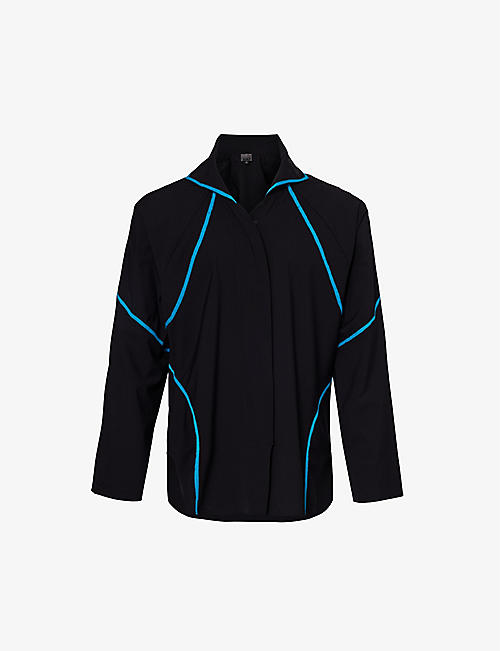 SAUL NASH: Contrast-seam funnel-neck wool-blend jacket