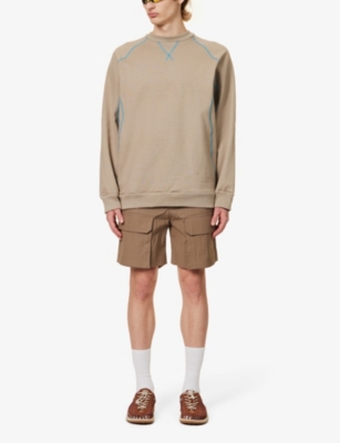 Shop Saul Nash Men's Taupe Intersection Contrast-stitched Cotton-jersey Sweatshirt