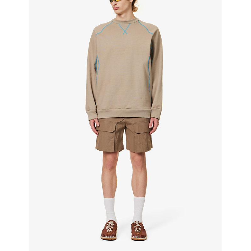 Shop Saul Nash Intersection Contrast-stitched Cotton-jersey Sweatshirt In Taupe