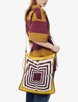 Dries Van Noten Abstract-pattern Adjustable-strap Woven Tote Bag In Mustard
