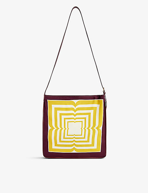 DRIES VAN NOTEN: Abstract-pattern adjustable-strap woven tote bag