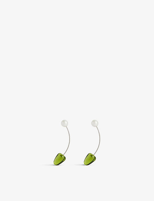 DRIES VAN NOTEN: Pear-charm brass earrings