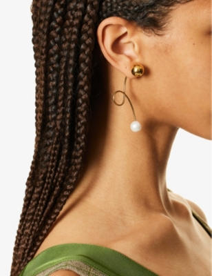Shop Dries Van Noten Womens Ivory Abstract-charm Brass Drop Earrings