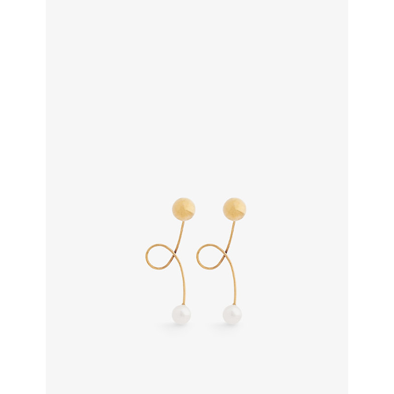 Dries Van Noten Womens Ivory Abstract-charm Brass Drop Earrings