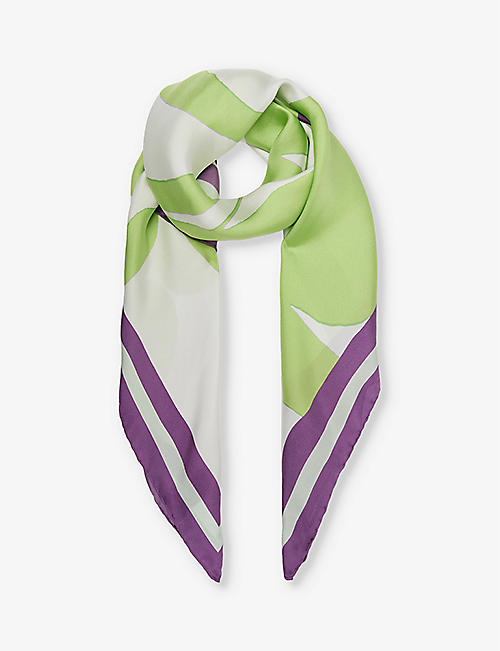 DRIES VAN NOTEN: Graphic-print silk scarf