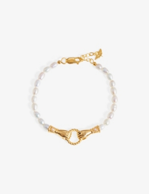 Missoma Womens Gold Harris Reed X Good Hands Pearl 18ct Recycled Gold-plated Brass Bracelet