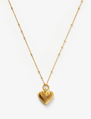 Missoma Womens Gold Ridge Heart 18ct Yellow Gold-plated Brass Pendant Necklace In Gold