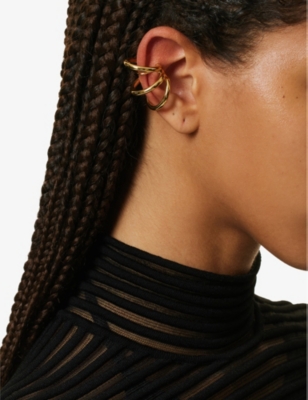 Shop Alaïa Alaia Womens Or Multi-ring Small Brass Earring