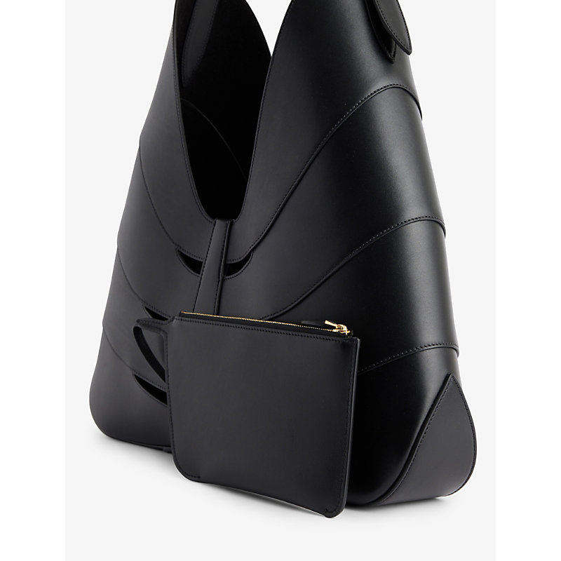 Shop Alaïa Delta Leather Shoulder Bag In Noir