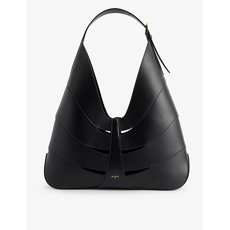 Shop Alaïa Delta Leather Shoulder Bag In Noir