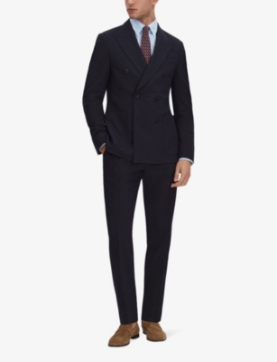 Reiss Mens Navy Belmont Slim-fit Stretch Wool-blend Trousers In Navy