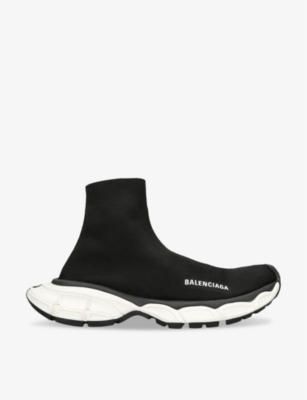 Shop Balenciaga Women's Blk/white 3xl Sock Stretch-knit Low-top Trainers