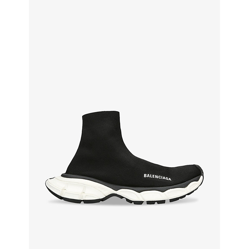 Shop Balenciaga 3xl Sock Stretch-knit Low-top Trainers In Blk/white