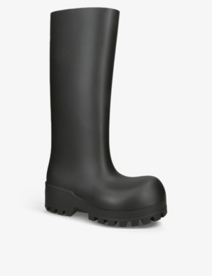 Shop Balenciaga Women's Black Bulldozer Rubber Knee-high Boots