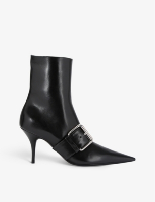 Balenciaga Women Leather Ankle Boots With Maxi Buckle In Black