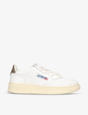 Autry Classic Low-top Sneakers With Logo Patches In Beige Comb