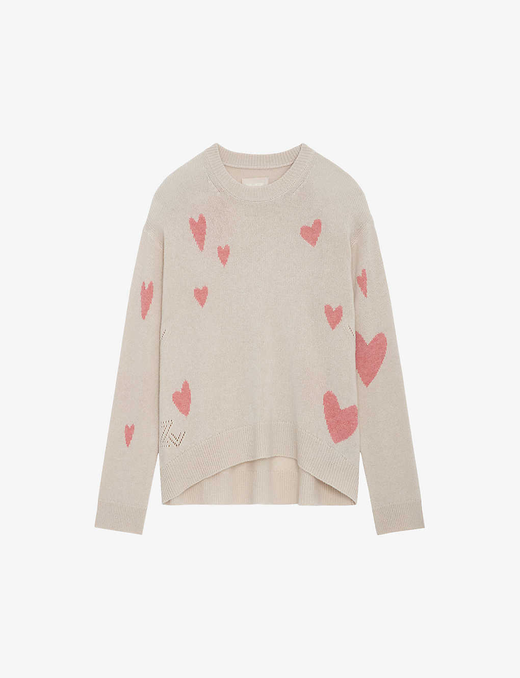 Shop Zadig & Voltaire Zadig&voltaire Womens Judo Markus Heart-motif Relaxed-fit Cashmere Jumper