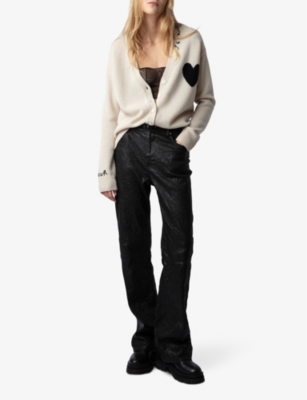 ZADIG&VOLTAIRE: Mirka heart-motif relaxed-fit cashmere cardigan