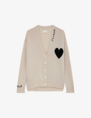 ZADIG&VOLTAIRE: Mirka heart-motif relaxed-fit cashmere cardigan