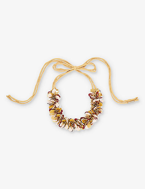 DRIES VAN NOTEN: Floral bead-embellished woven necklace