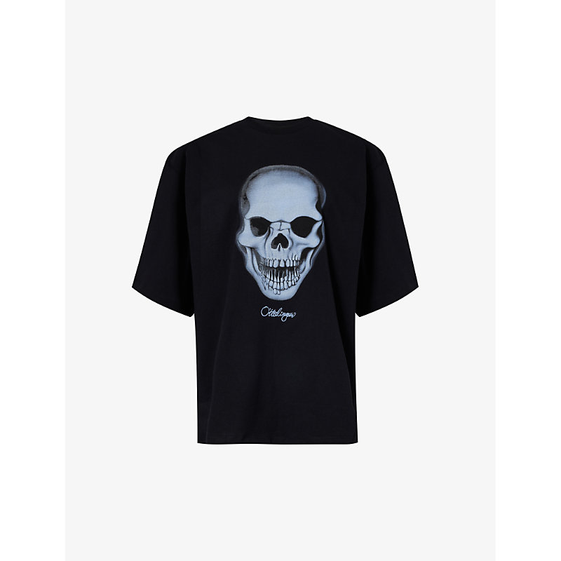 Shop Ottolinger Classic Graphic-print Organic-cotton T-shirt In Black