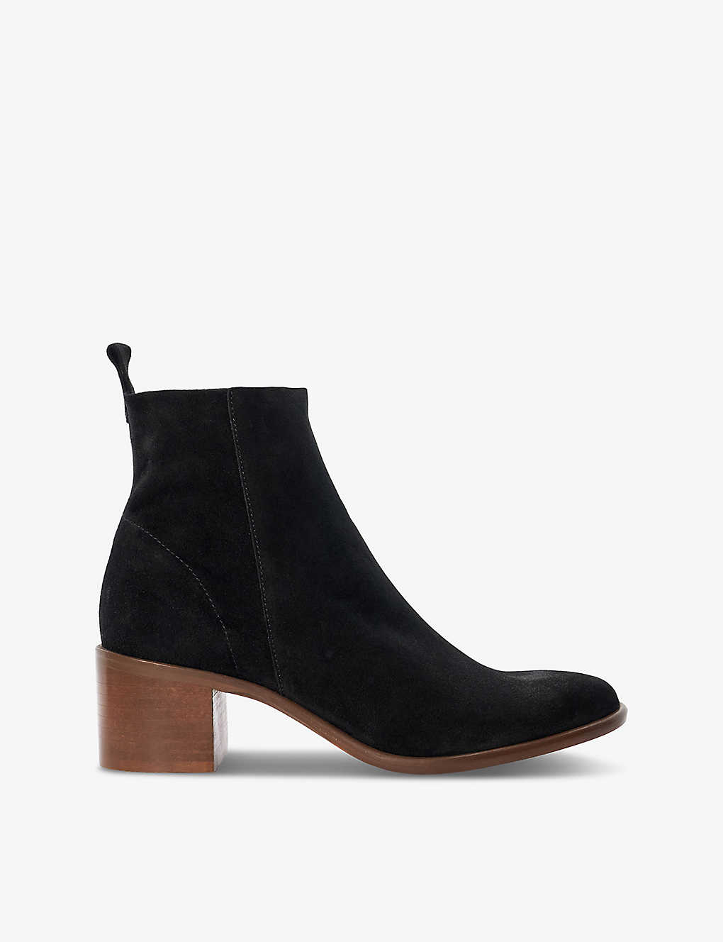 Dune Mens Black-suede Heeled Almond-toe Suede Ankle Boots