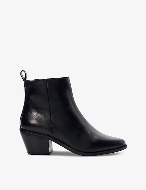 DUNE: Papz heeled Western leather ankle boots