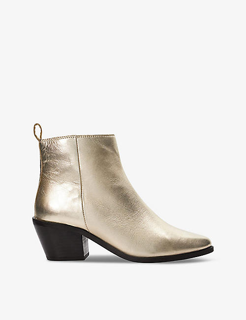 DUNE: Papz metallic-leather ankle boots