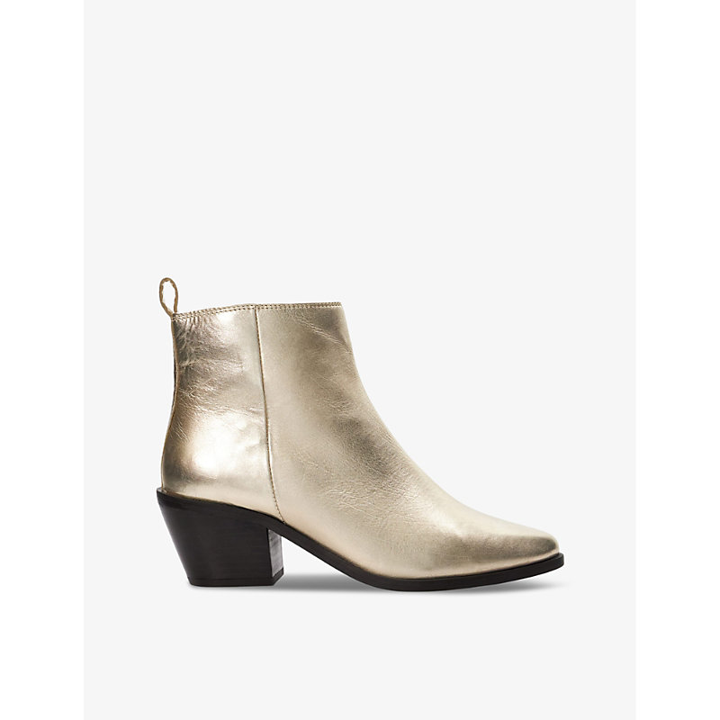 Shop Dune Men's Gold-leather Papz Metallic-leather Ankle Boots