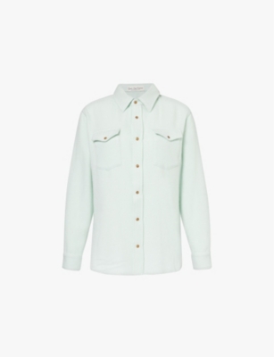 God's True Cashmere Gods True Cashmere Womens Mint Tiger Long-sleeved Knitted Cashmere Shirt In Mint Tiger