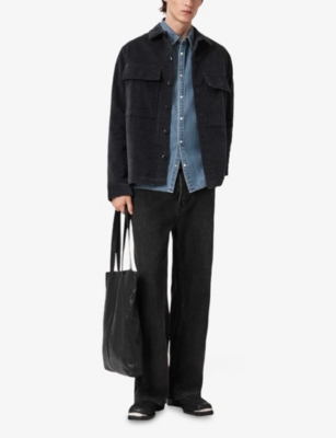 ALLSAINTS: Gleason logo-embroidered regular-fit denim shirt