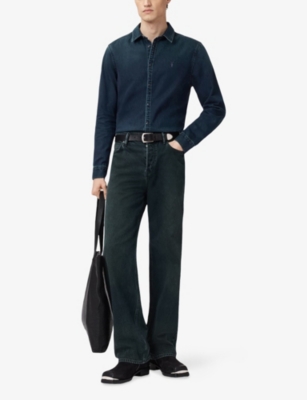 ALLSAINTS: Gleason logo-embroidered regular-fit denim shirt