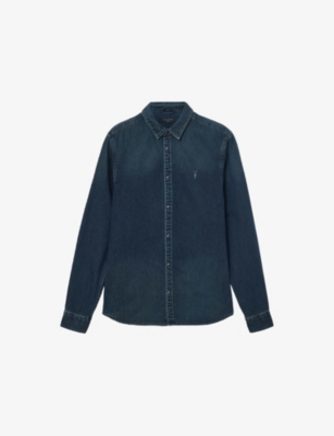 ALLSAINTS: Gleason logo-embroidered regular-fit denim shirt