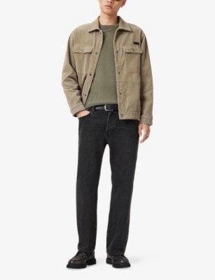 Allsaints Mens Dusky Green Mode Merino Marl-pattern Wool Crew Jumper Xl In Green